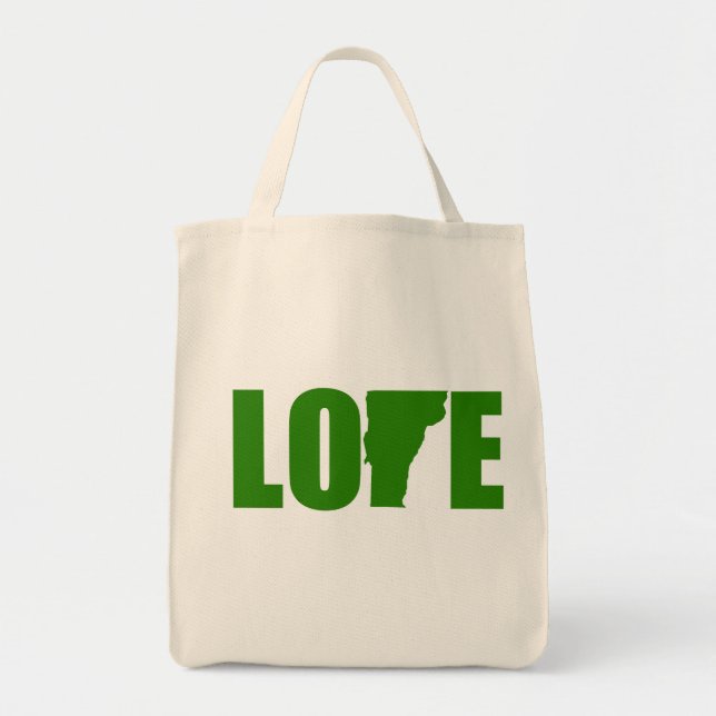 Vermont Love Grocery Tote Bag Reusable (Front)