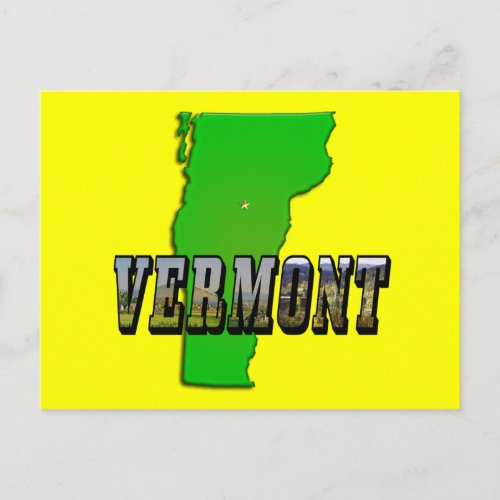 Vermont Map and Picture Text Postcard