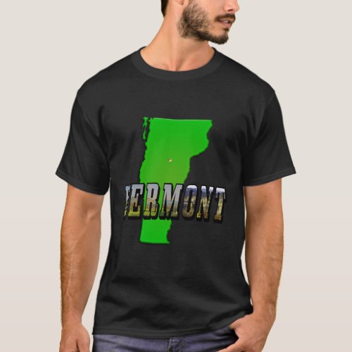 Vermont Map and Picture Text T_Shirt