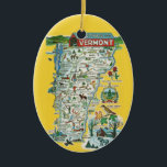 Vermont Map Ceramic Ornament<br><div class="desc">A wonderful vintage postcard map of the state of Vermont repurposed on an ornament.</div>