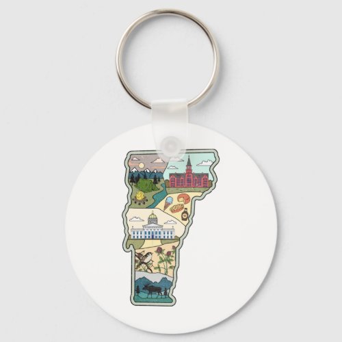 Vermont Map of Burlington Killington VT State Keychain