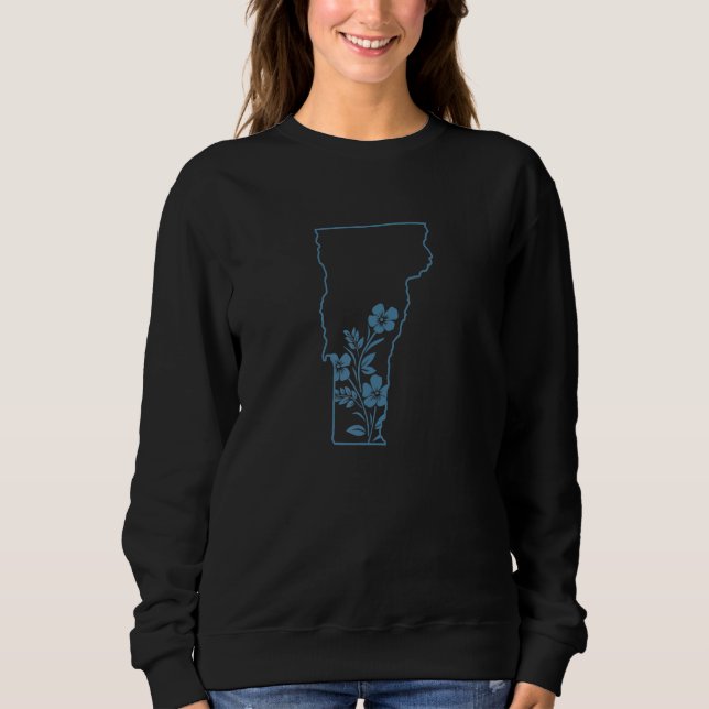 Vermont Map Outline with Flowers USA America Sweatshirt (Front)