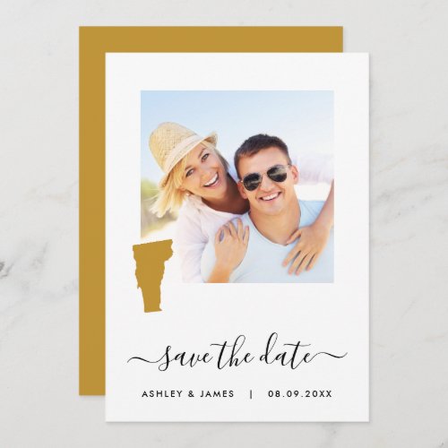 Vermont Map Photo Wedding Save the Date Card