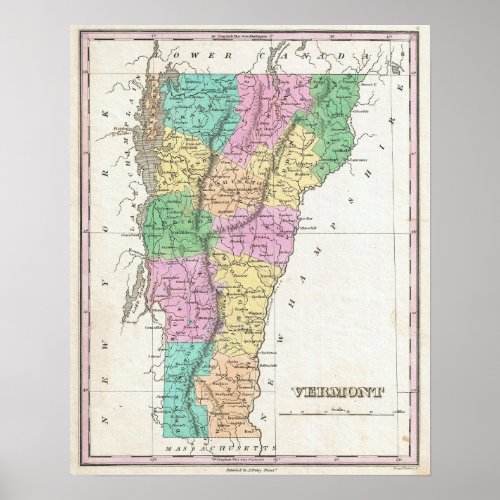 Vermont Map vintage map vintage poster