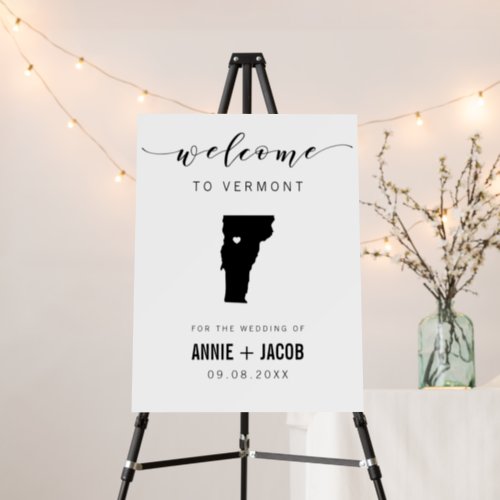 Vermont Map Wedding Welcome Sign Foam Board