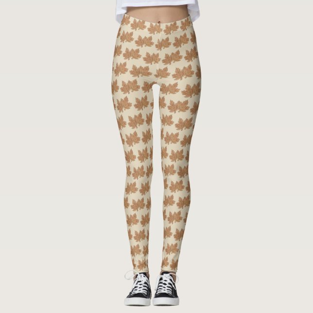 Vermont Maple Leaf Leaves Sugar Candy VT Foodie Leggings (Front)