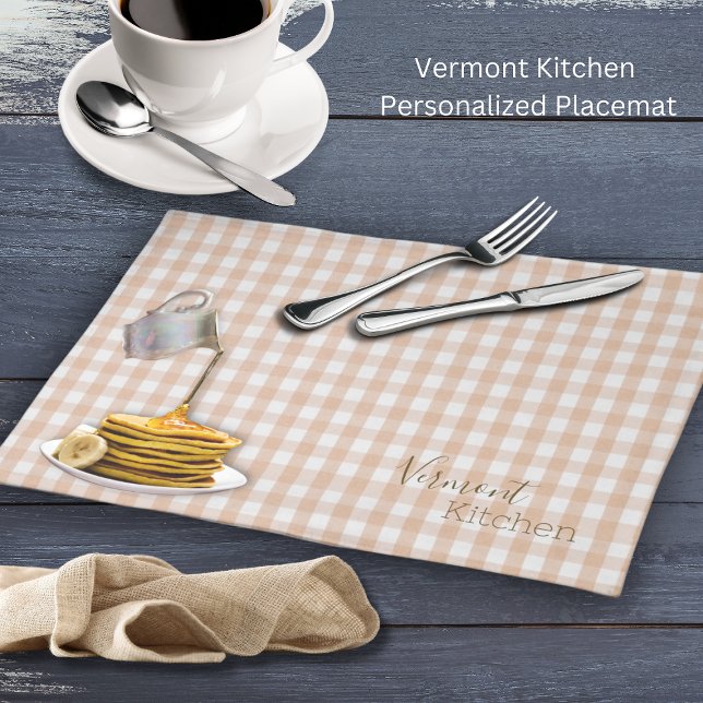 Vermont Maple Syrup Cloth Placemat (Vermont Kitchen Placemats
Maple Syrup poured over pancakes!)