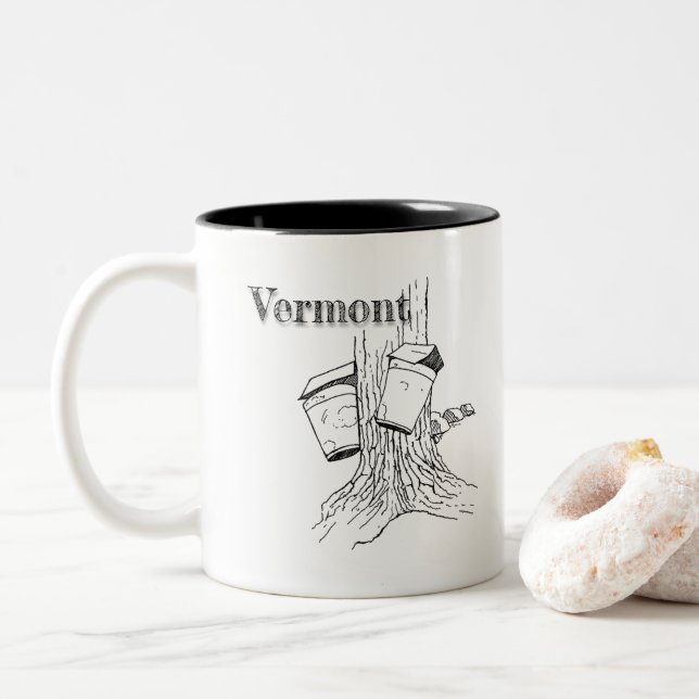 Vermont Maple Trees Two-Tone Coffee Mug (With Donut)