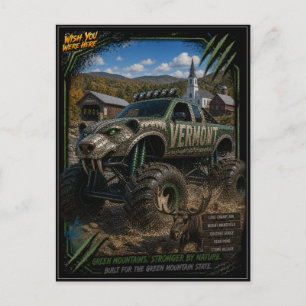 Vermont Monster Truck Off Road Art Postcard