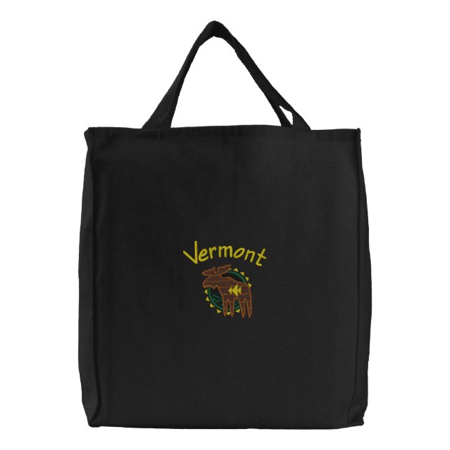 Vermont Moose Embroidered Bag (Front)