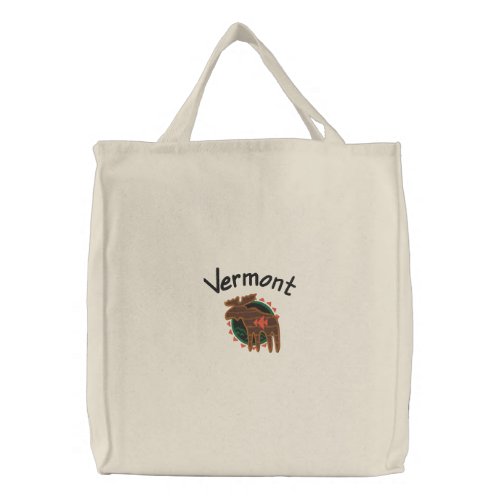 Vermont Moose Embroidered Bag