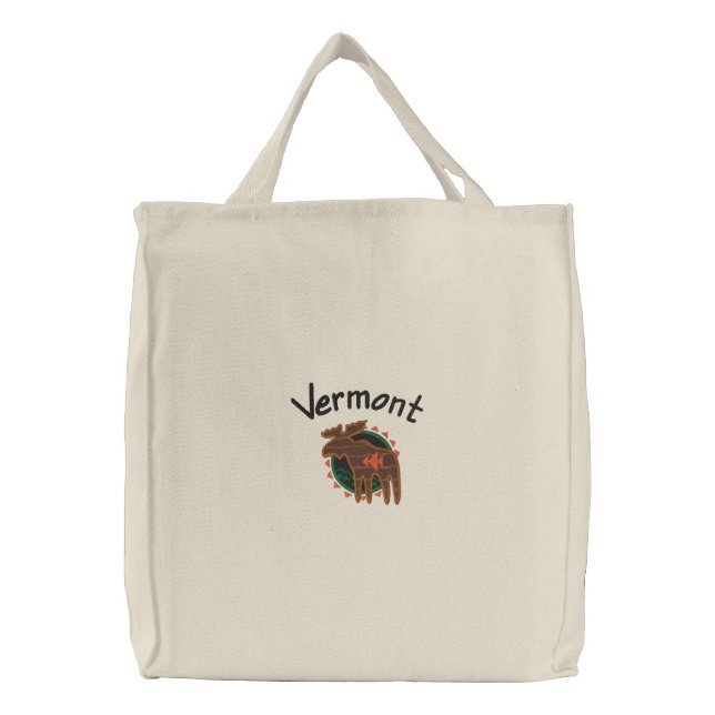 Vermont Moose Embroidered Bag (Front)