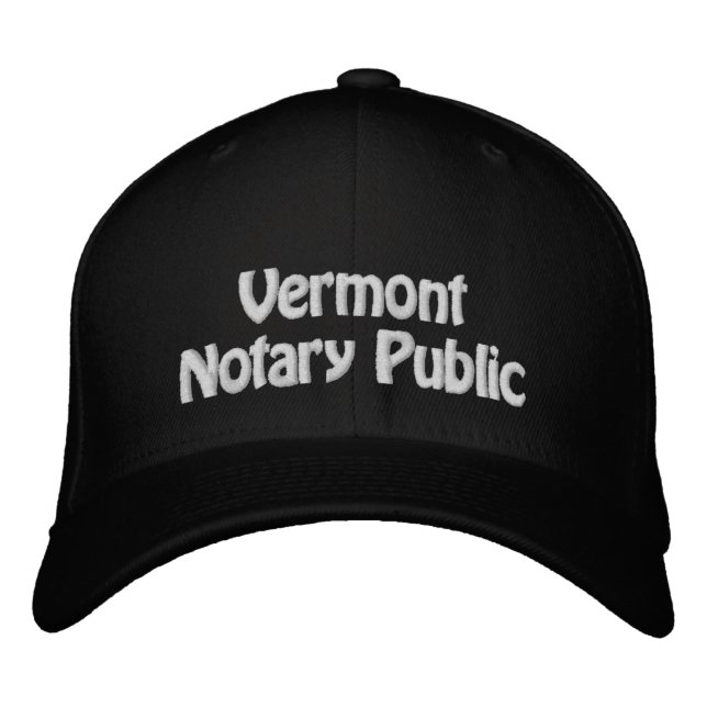 Vermont Notary Public Embroidered Baseball Cap (Front)