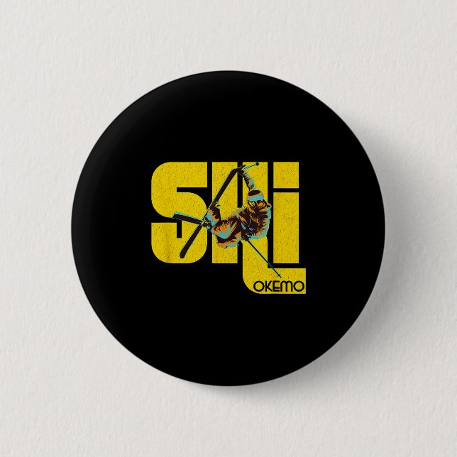 Vermont Okemo Mountain Ski  Button (Front)