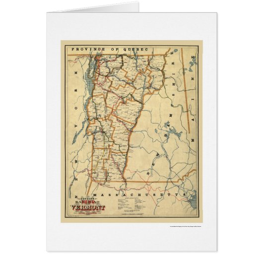 Vermont Railroad & Town Map 1896 Cards (Front)