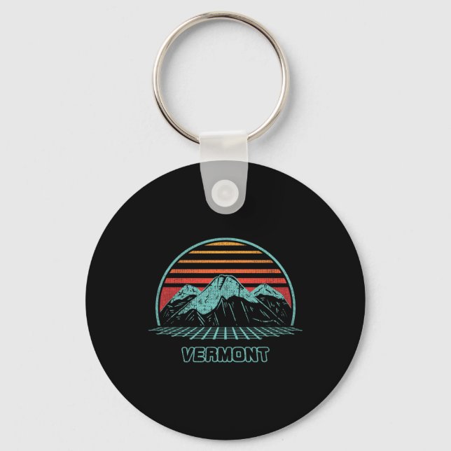 Vermont Retro Mountain Hiking 80s Style  Keychain (Front)