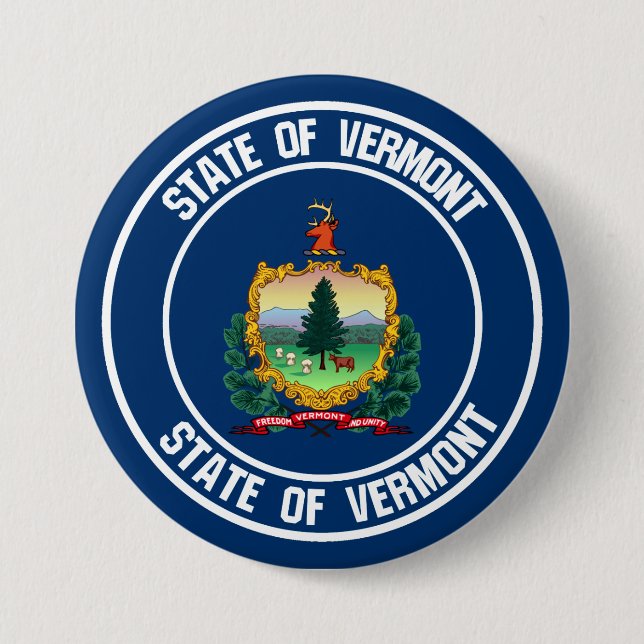 Vermont Round Emblem Button (Front)