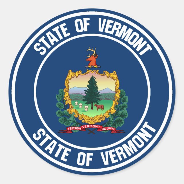 Vermont Round Emblem Classic Round Sticker (Front)