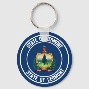 Vermont Round Emblem Keychain by KDR_DESIGN at Zazzle