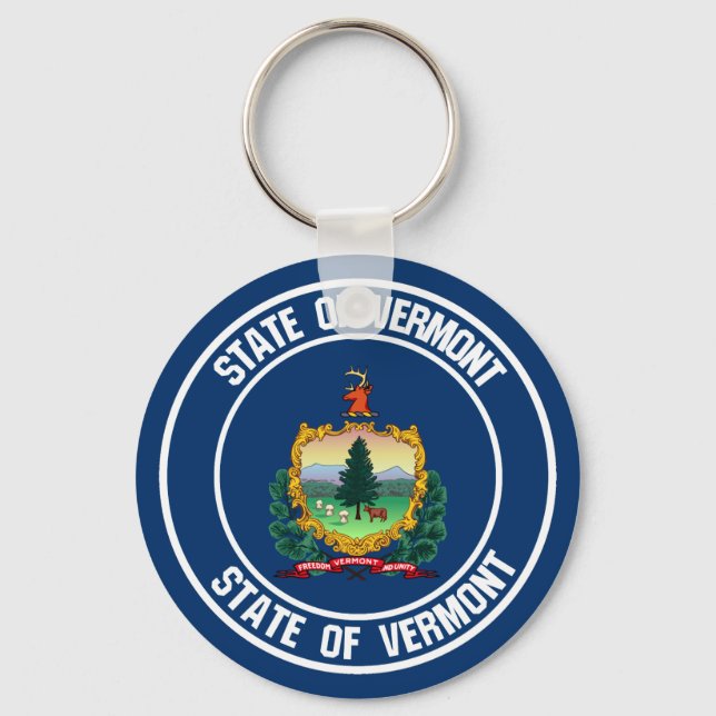 Vermont Round Emblem Keychain (Front)