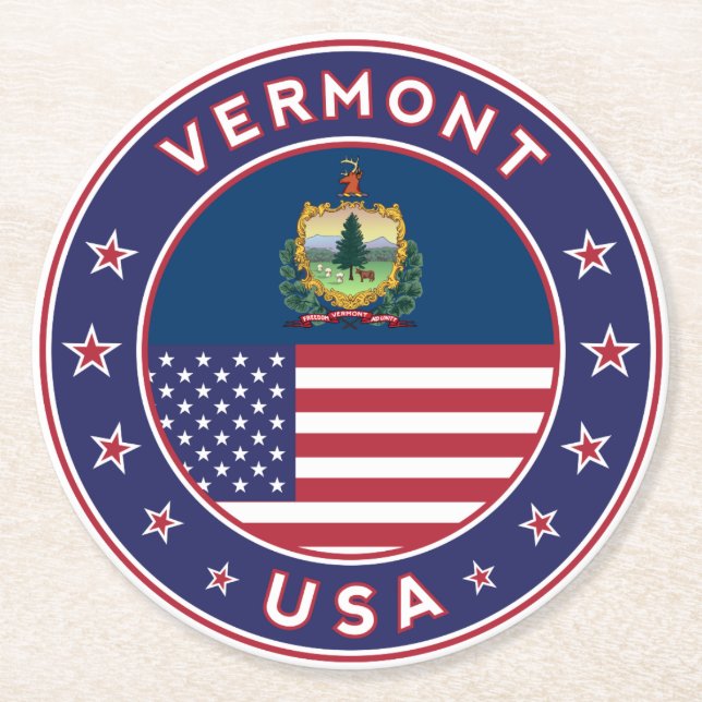 Vermont Round Paper Coaster (Front)