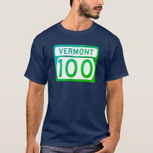 Vermont Route 100 road sign weathered T_Shirt