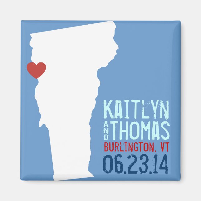 Vermont Save the Date - Customizable City Magnet (Front)