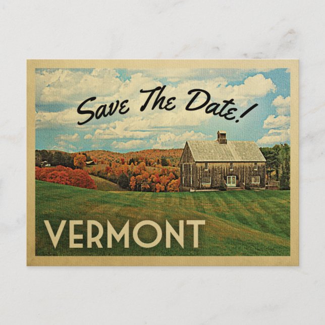 Vermont Save The Date Vintage Postcards (Front)