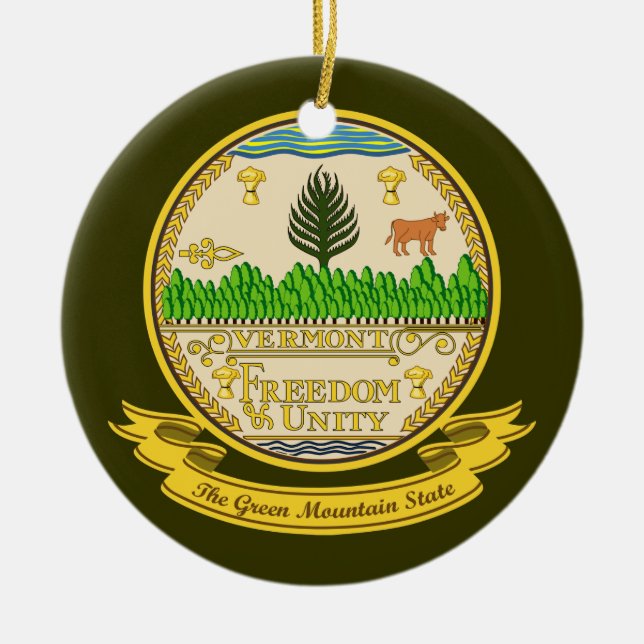 Vermont Seal Ceramic Ornament (Front)