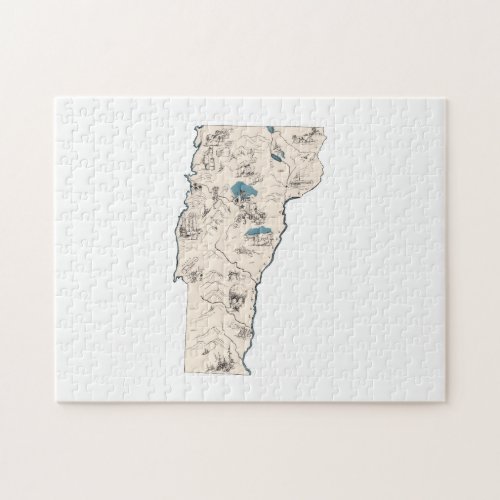 Vermont Shaped Vintage Picture Map Jigsaw Puzzle