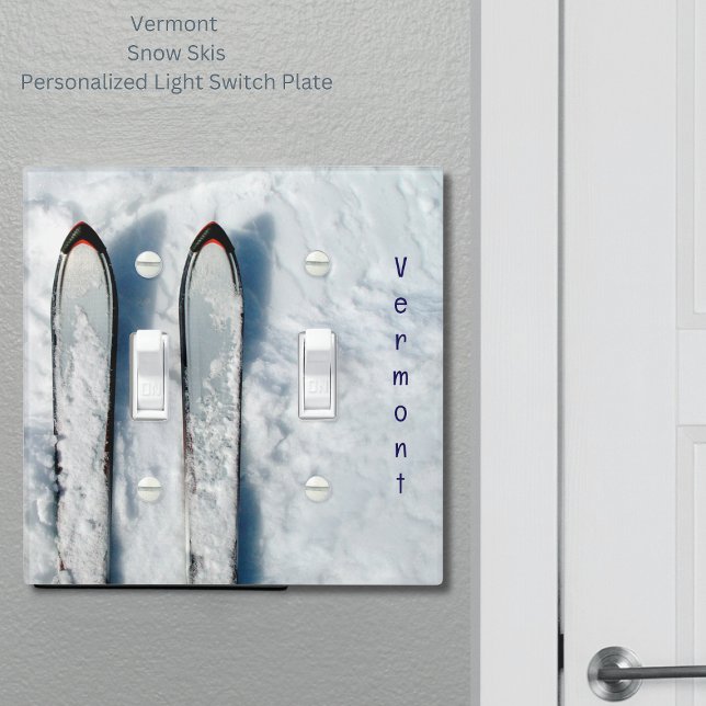 Vermont Snow Ski Light Switch Cover (Vermont Snow Skis Personalized Light Switch Plate)