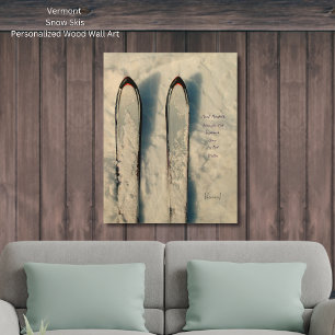 Vermont Snow Ski Mountain Wood Wall Art
