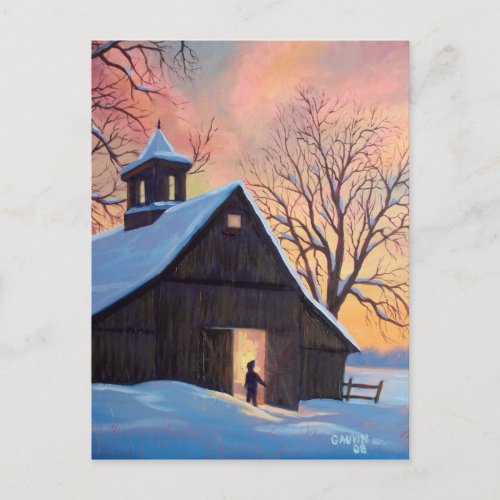 Vermont Snowy Barn Postcard