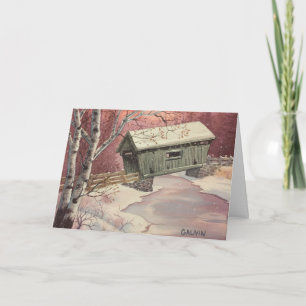 Vermont Snowy Covered Bridge Christmas Card