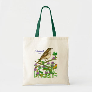 Vermont Souvenir Tote Hermit Thrush Bird