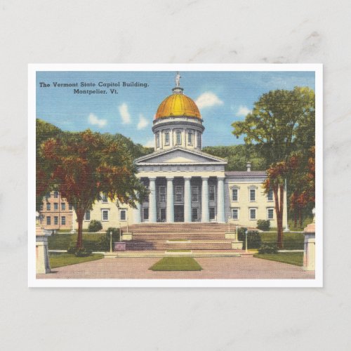 Vermont State Capitol Building Montpelier Vintage Postcard