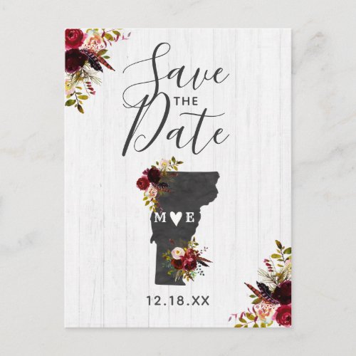 Vermont  State Destination Rustic Save the Date Announcement Postcard