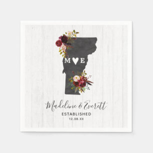 Vermont State Destination Rustic Wedding Monogram Napkins
