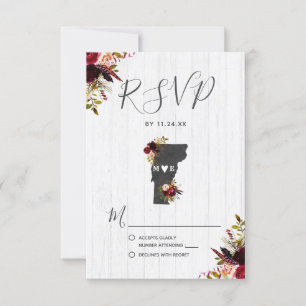 Vermont State Destination Rustic Wedding RSVP
