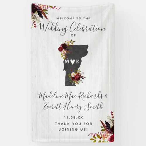 Vermont State Destination Rustic Wedding Welcome Banner