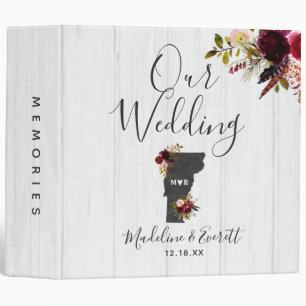 Vermont State Destination Wedding Photo Album 3 Ring Binder