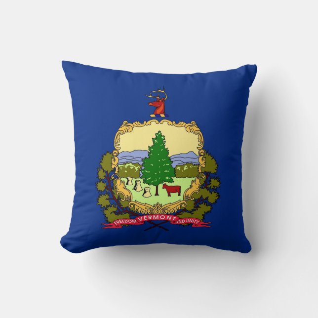 Vermont State Flag American MoJo Pillow (Front)