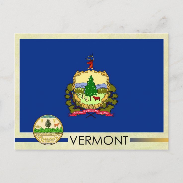 Vermont State Flag and Seal Postcard Zazzle