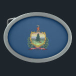 Vermont State Flag Belt Buckle<br><div class="desc">Patriotic Vermont state flag.</div>