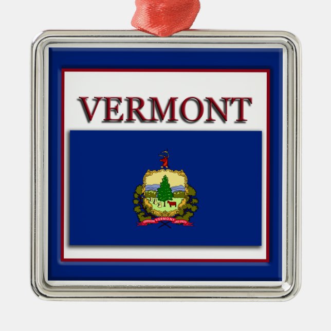 Vermont State Flag Christmas Ornament (Front)