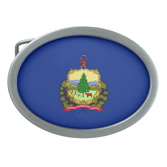 Vermont State Flag Design Belt Buckle (Front)