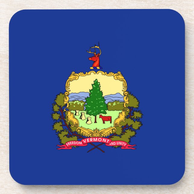 Vermont State Flag Design Decor Drink Coaster (Front)