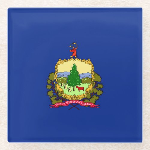 Vermont State Flag Design Decor Glass Coaster