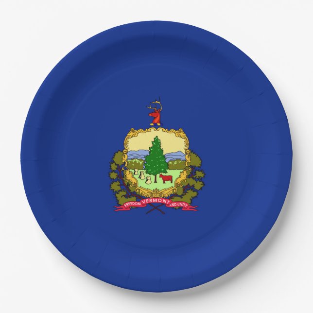 Vermont State Flag Design Decor Paper Plates (Front)