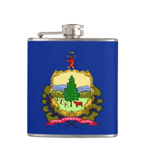 Vermont State Flag Design Hip Flask